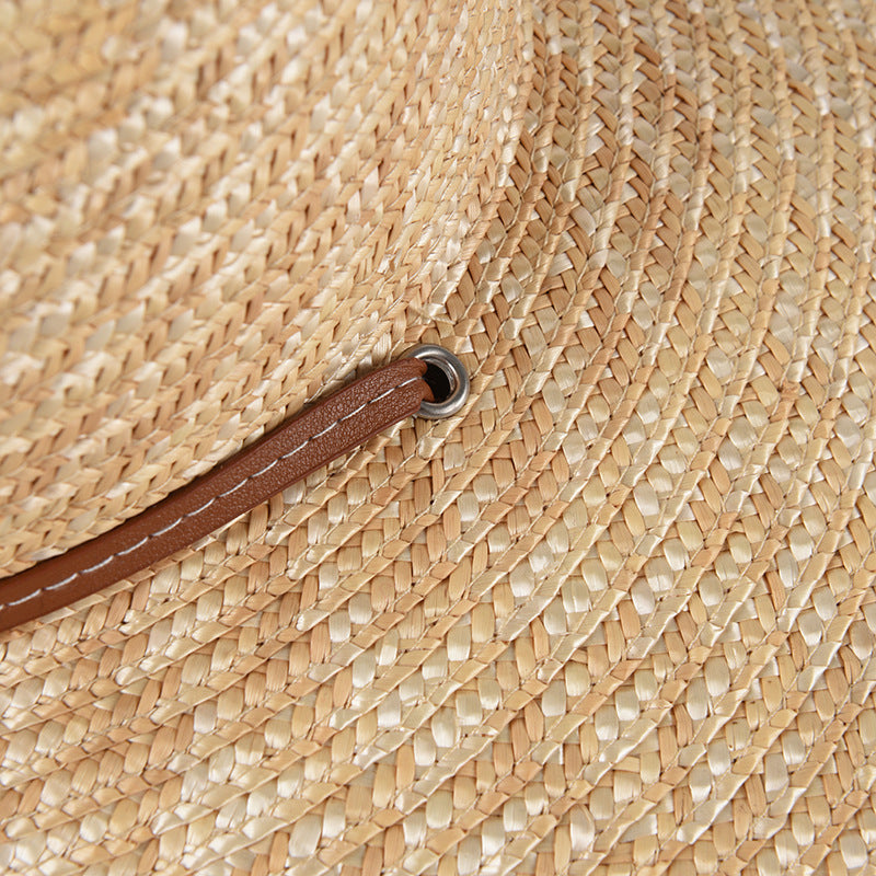 New Belt Strap Straw Sun Hat For Women Fashion Vacation Beach UV Hats WideBrim Panama Hats Outdoor Wholesale